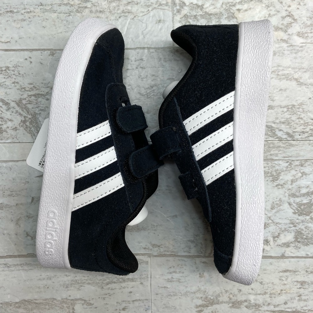 Adidas toddlers VL Court 2.0  black & white shoes - Picture 7 of 8
